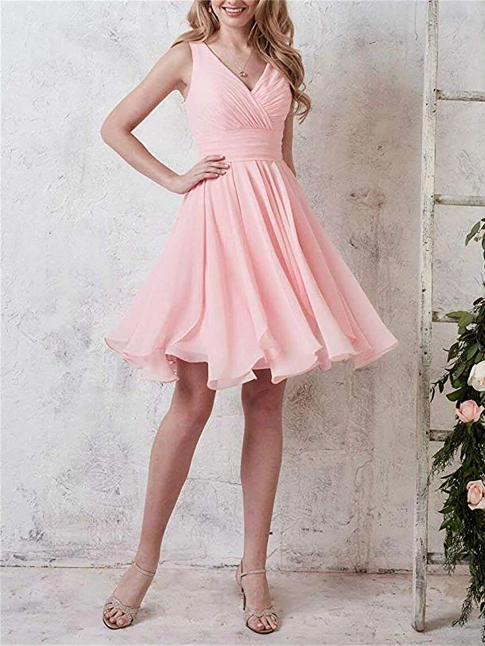 Das mulheres Com Decote Em V Da Dama de Honra Chiffon Curto Prom Party Dress платья для платья выпускного 2023 vestidos de fiesta