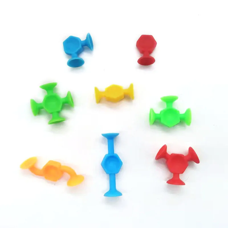 5pcs/set Children's Suction Toy Sticky Suction Cup DIY Silicone Soft Block Splicing Puzzle Toy  Blocks