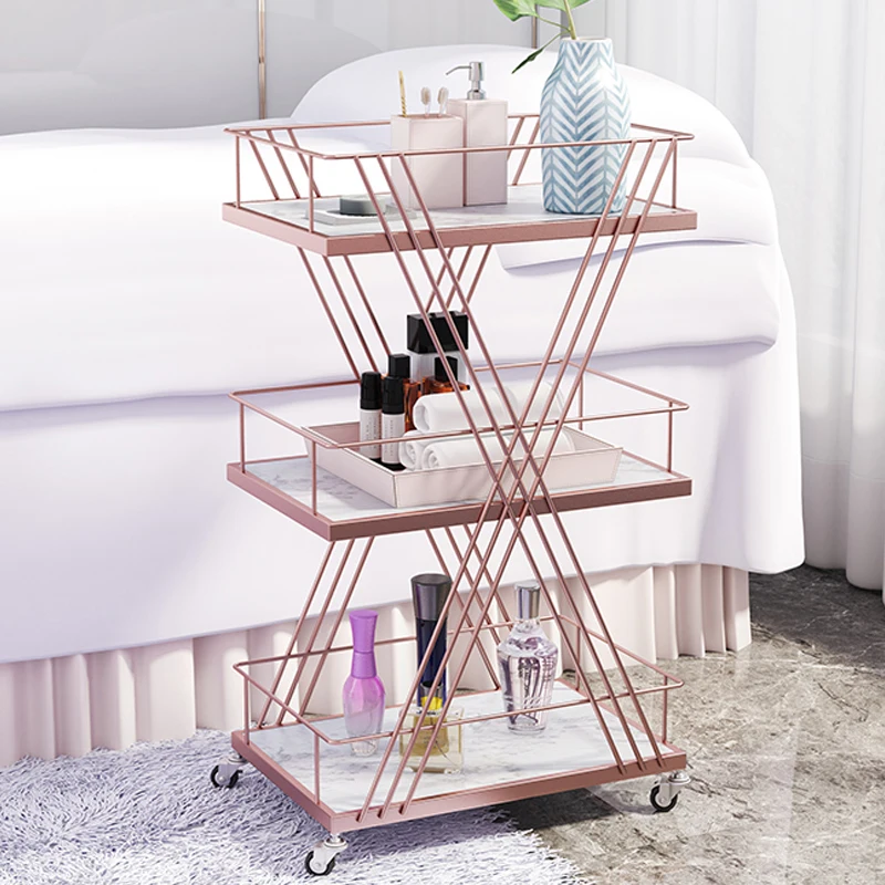 Mode Beauty Cart Nail Art Tattoo Tool Trolley 3-laags Kapperswagen Hoge Omheining Barberwagen Veelzijdige Organizer