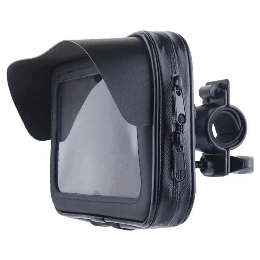 

Motorcycle Handlebar Mount Phone Holder Waterproof Motorbike Phone Pouch with Sunvisor Rain Cover 360 Degree Rotating