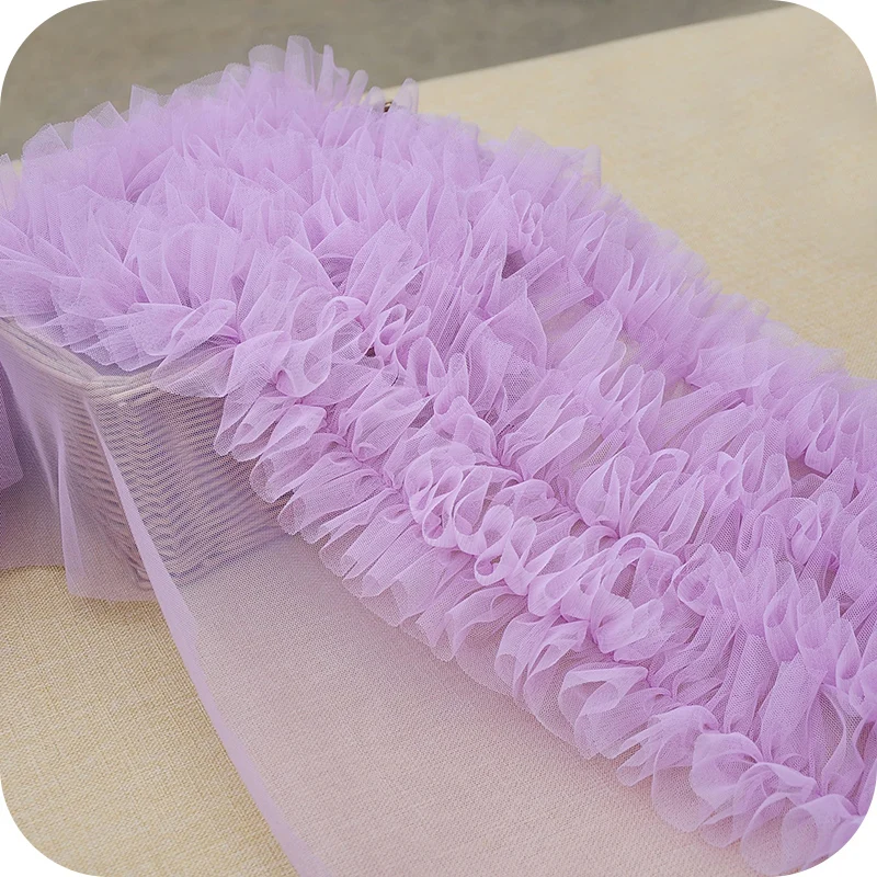 

100x28cm Ruffled Tulle Tutu Trim Fabric 3D Pleated Mesh Lace Ribbon Lolita Clothing Skirt DIY Sewing Fabric Splicing Material