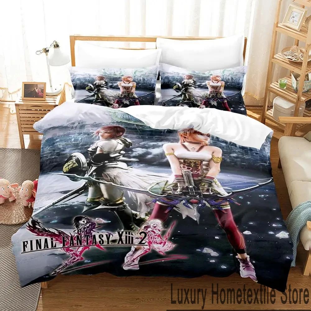 

Anime Game Final Fantasy XIII 2 Bedding Set Duvet Cover Bed Set Quilt Cover Pillowcase Comforter king Queen Size Boys Adult