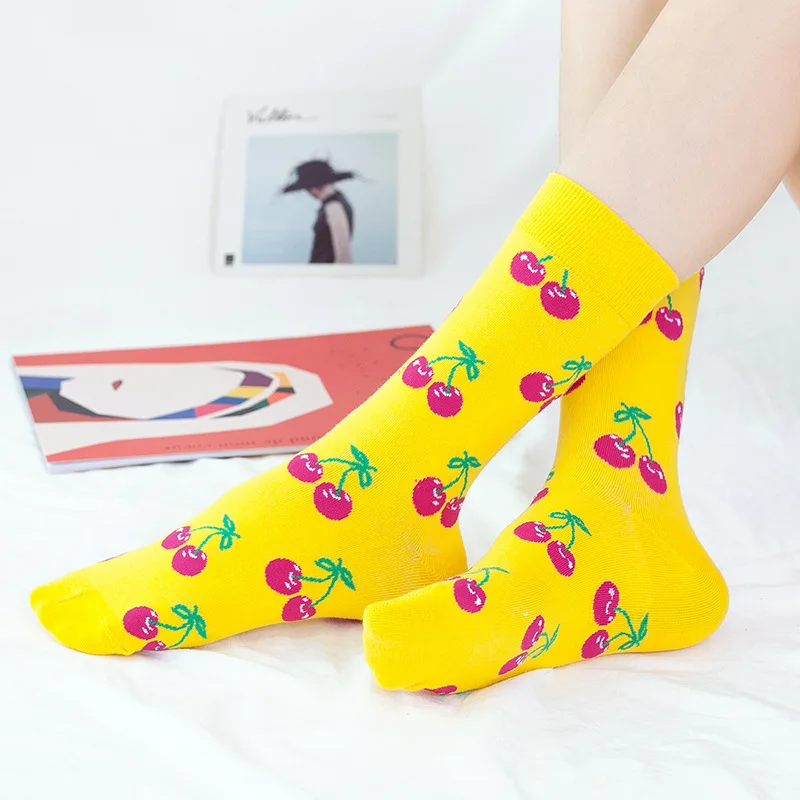 Japanese Harajuku Socks Women Korean Fashion Style Colorful Fruit Food Cherry Watermelon Banana Doughnuts Funny Socks for Girls