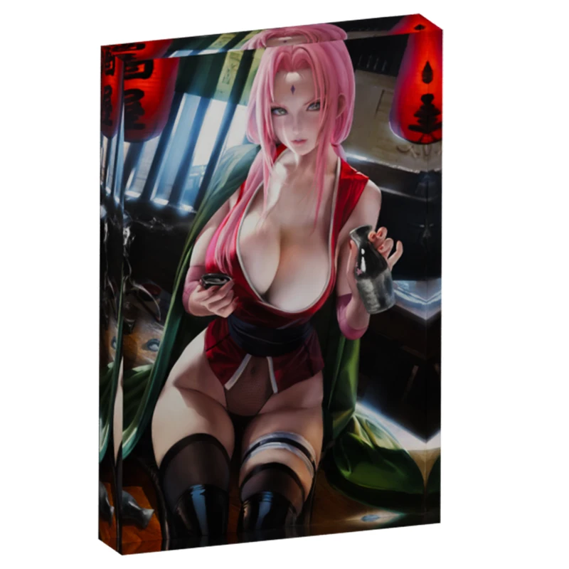Japanese Anime Girl Home Decor Haruno Fan Art Acrylic Block Waifu Collectible Keepsake Anime Desk Accessory for Gaming Setup