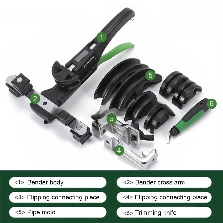 ST-R999 Manual Pipe Bender Copper and Aluminum Pipe Air Conditioning Tubing Bending Tool Set with 7 Dies 6-22mm 90 Degrees - view 3