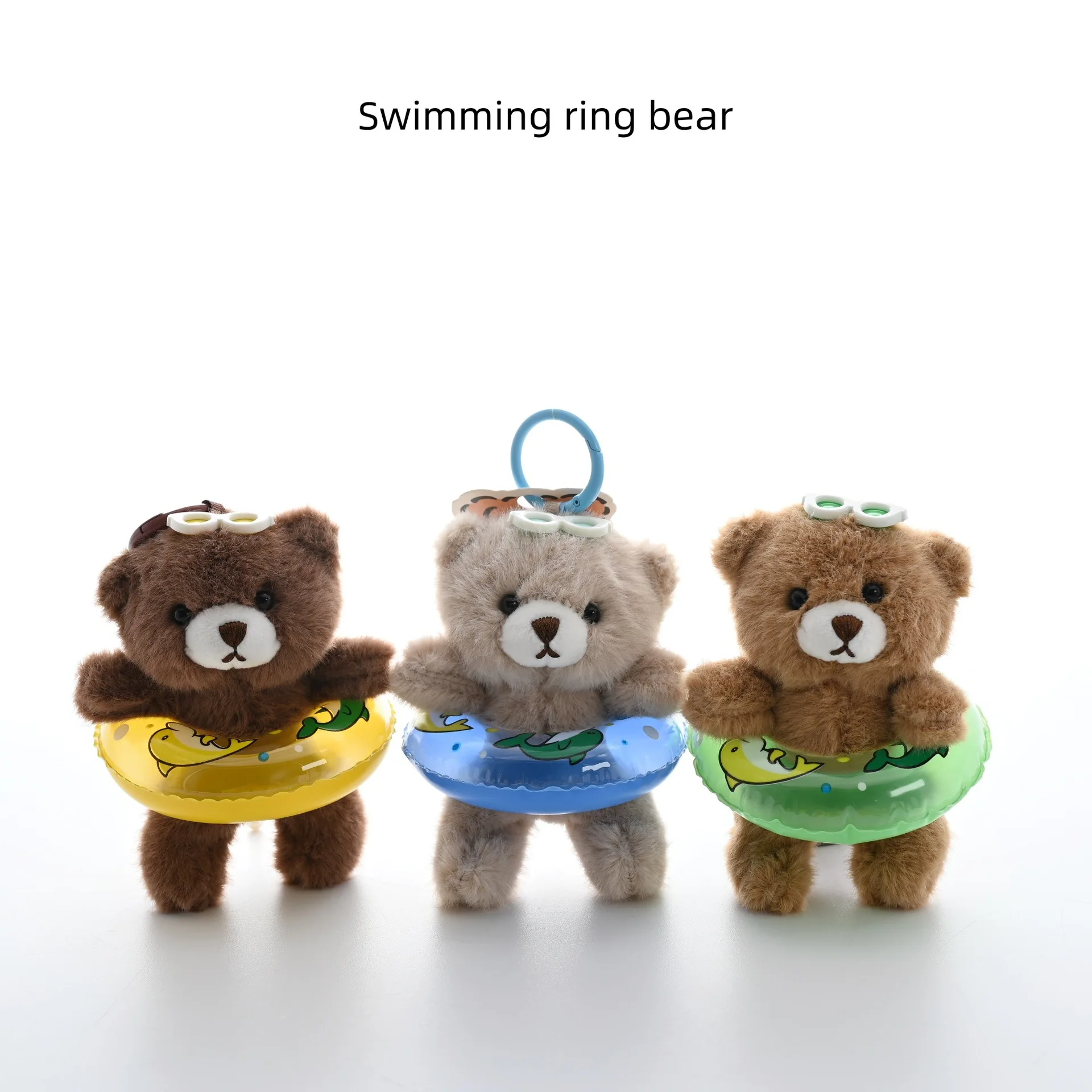 새로운 수영 튜브 곰 인형 키체인 펜던트, 커플 펜던트, 작은 인형, 백팩 펜던트