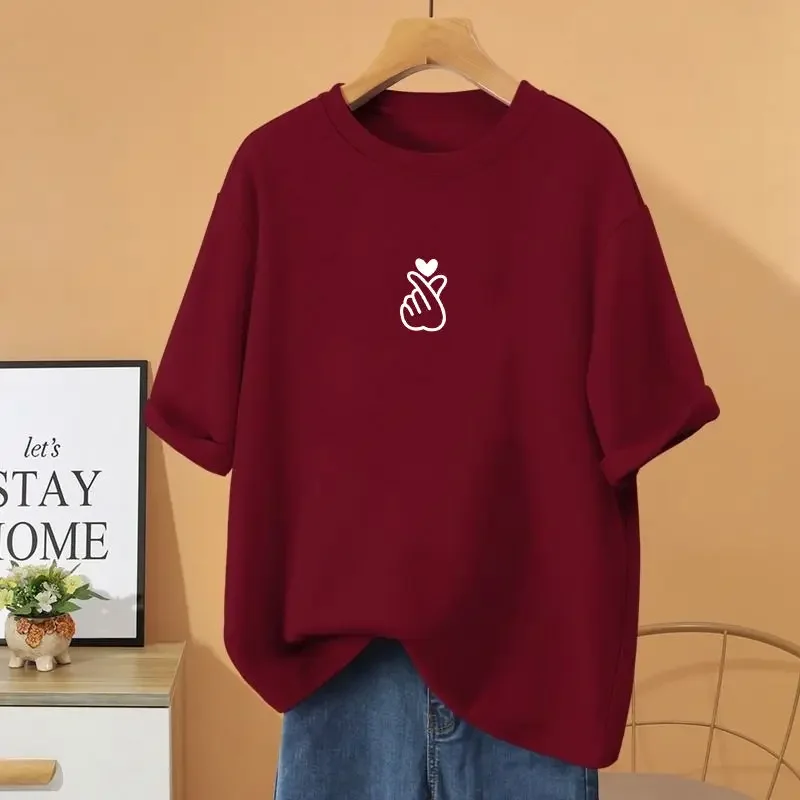 

Summer Fashion Printed 100% Cotton T-shirt Women Vintage Basic T-shirt Loose Casual O-neck Short Sleeve Top Tees