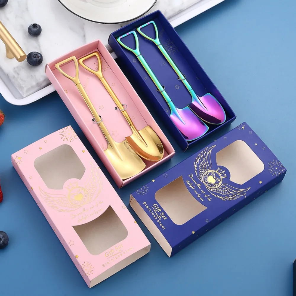 Gift Box Set Stainless Steel Shovel Spoon Watermelon Spoon Dessert Spoon Ice Cream Spoon Creative Gold-plated Engineering Shovel