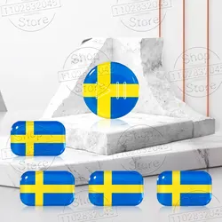 Car Decor 3D Epoxy Silicone Sweden Flag Logo Central Control Multimedia Button Cover Trim Volume Buttons Knob Sticker For Volvo