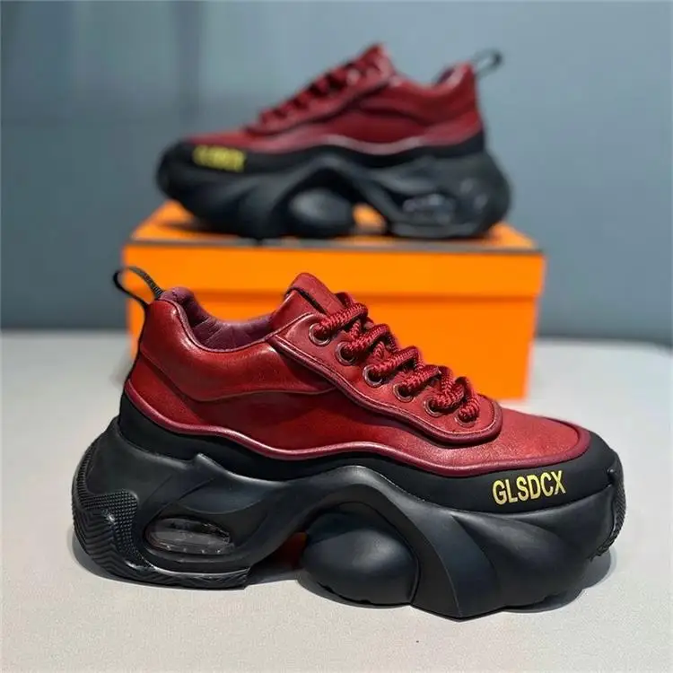 الخريف الجلود أحذية رياضية فاخرة للرجال موضة الاتجاه الرياضة منصة عادية أحذية رجالية عدم الانزلاق مقاومة للاهتراء زيادة الأحذية #5