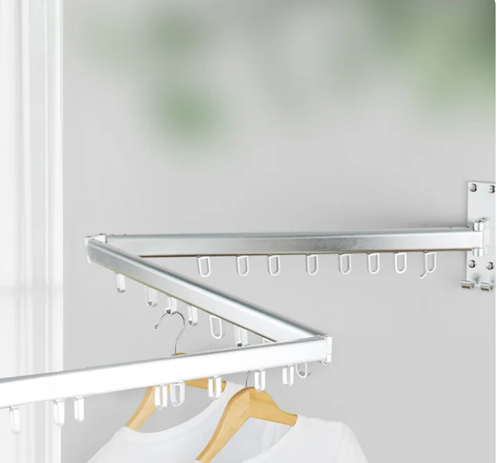 Black Multifunctional Indoor Foldable Hat Rack Silver Wall-mounted Balcony Stretchable Clothes Drying Rail Gold Clothes Stand