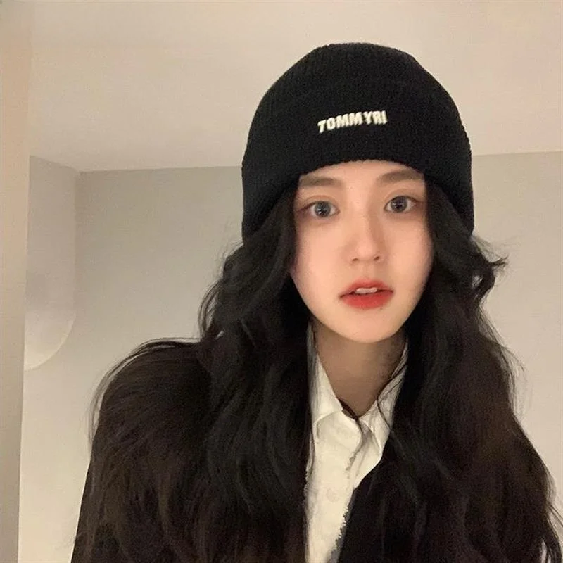 monstar-high-end-knitted-mountain-climbing-hat-for-women-warm-atmosphere-blue-street-style-short-brim-round-top-cap
