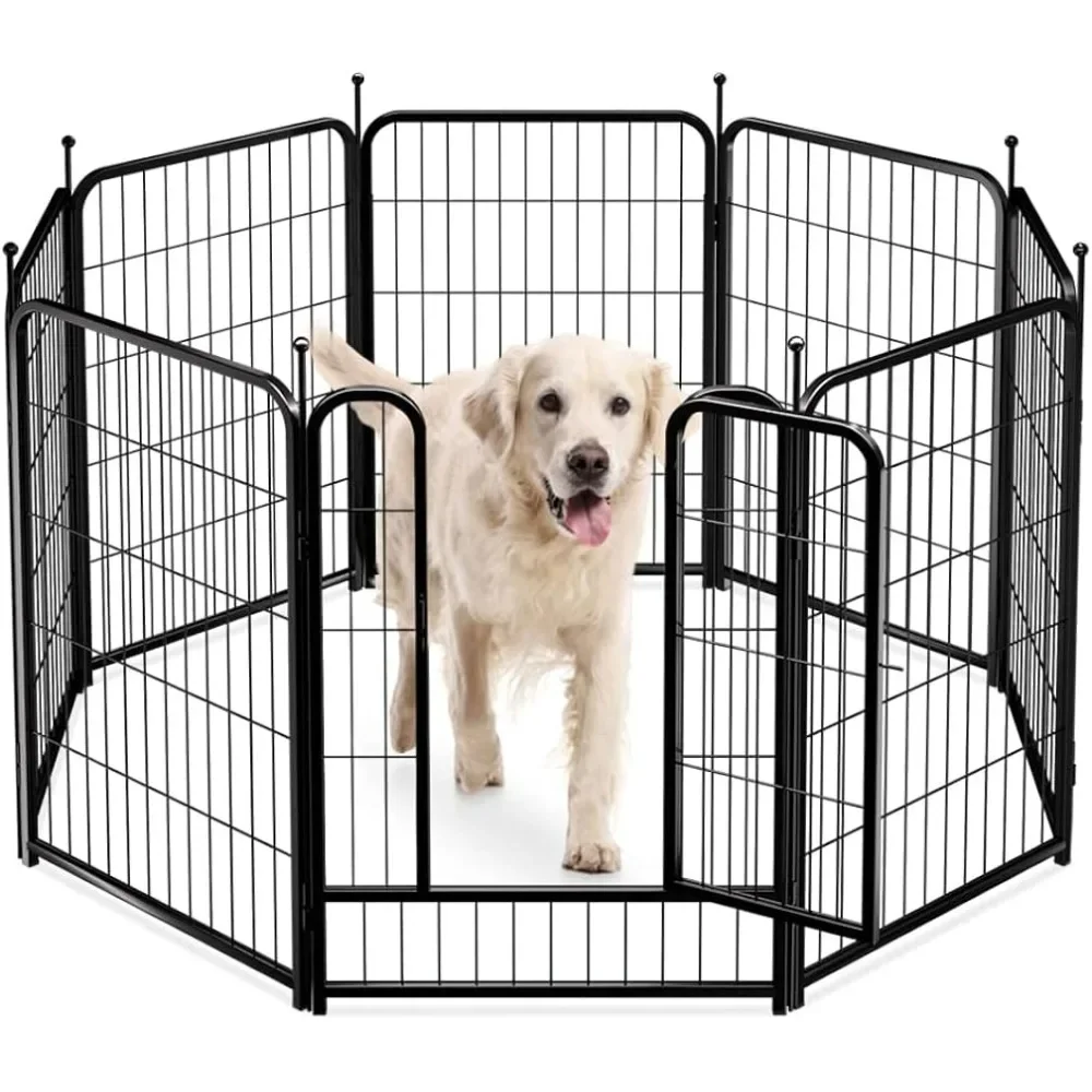 Dog Fence Playpen 40“ Indoor Outdoor for Small/Medium/Large Dogs Yard Pets Dogs Accessories Camping Garden Puppy Entrance Pet