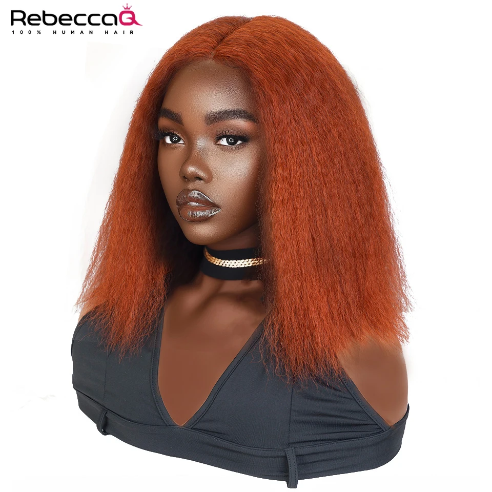 

Имбирь # Накладной парик из 100% натуральных волос, прямой, с эффектом естественной линии роста волос, 350 Kinky Straight, с кружевной основой, фронтальный, для женщин, с центральным пробором