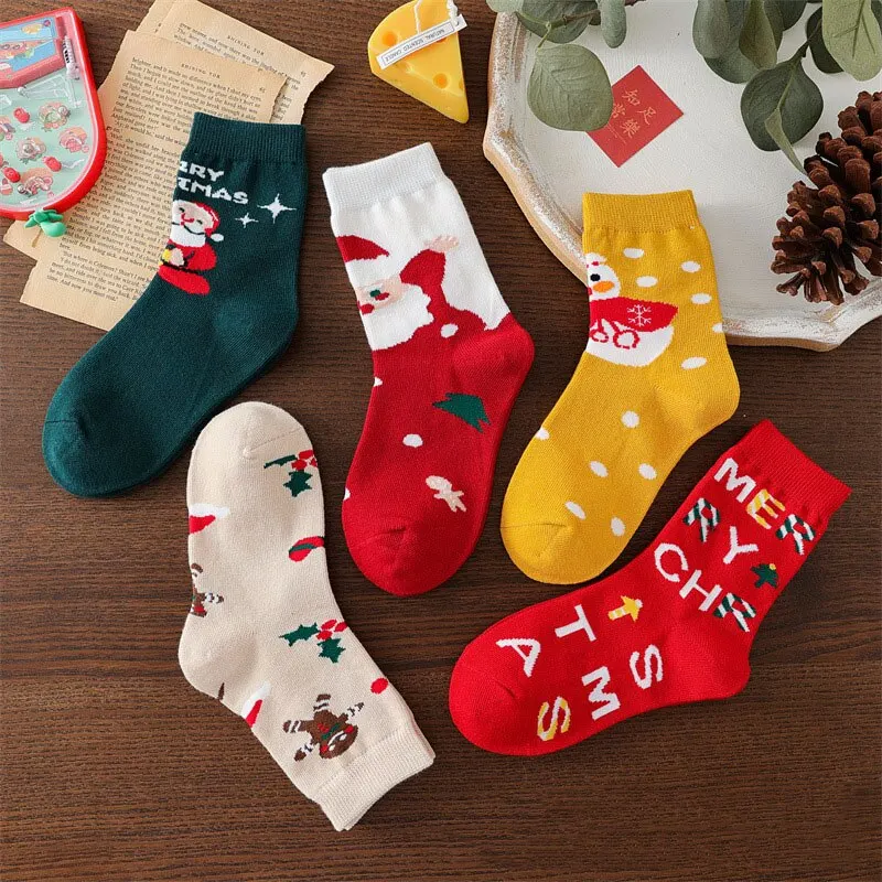 Kids Christmas Socks For 1-10Years Children\'s Short Socks Girls Boys Winter Warm Cotton Toddler New Year Gift Santa Claus Socks