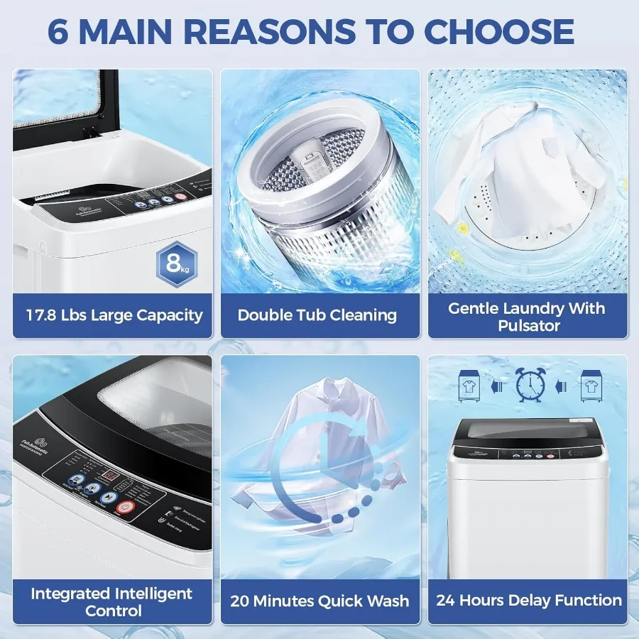 غسالة محمولة مدمجة بسعة 17.8 رطل ومجموعة غسالة ومجفف 2.4Cu.ft للشقة RV أو سبا المعيشة الصغيرة #4