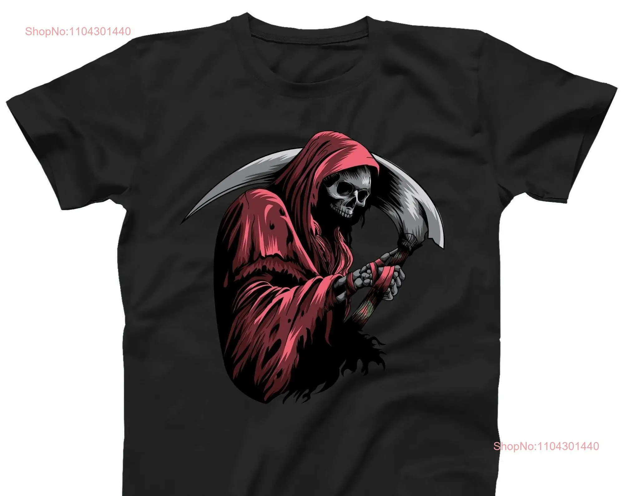 

Grim Reaper T Shirt for Men Gothic Design Halloween Adult Plus Size up to 5XL long or short sleeves