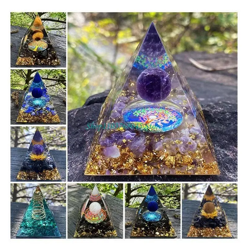 R53F Natural Crystal Pyramid Positive Energy Generator Spiritual Gift Home Decor