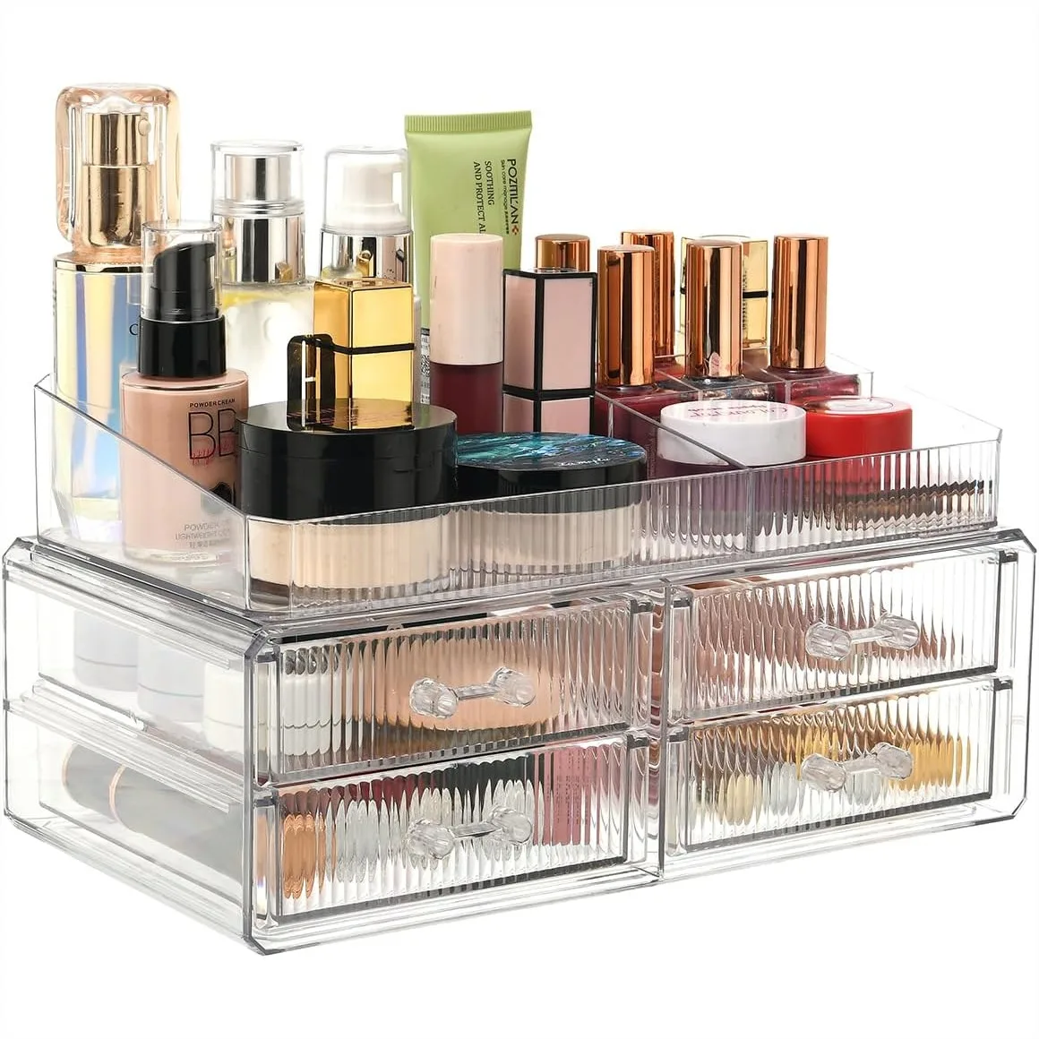 

Stackable Storage Drawer, Transparent Cosmetics Organizer for Makeup, Bathroom, Home Organization