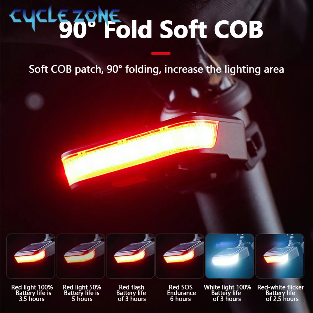 Bicycle Taillight Solar Energy Cycling Rear Lights Mountain MTB Road Bike Solar Energy Tail Light