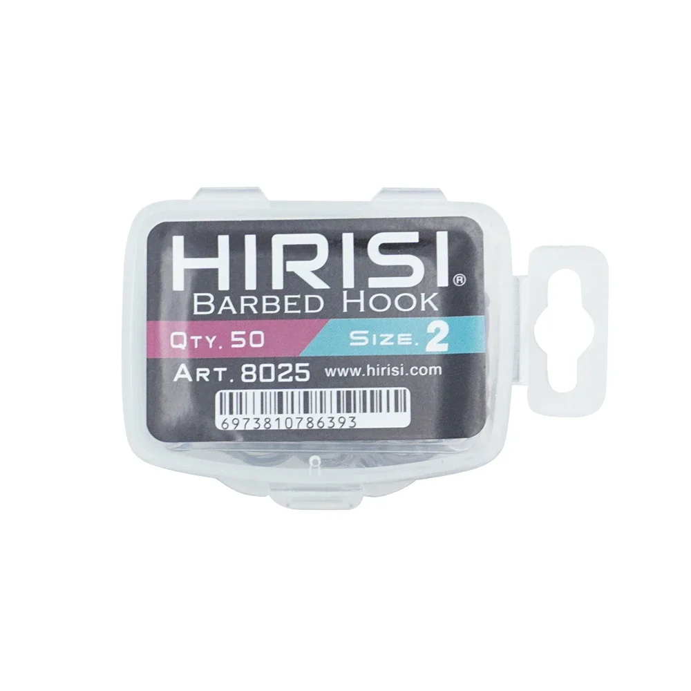 Hirisi 50pcs PTFE Coated High Carbon Stainless Steel Barbed Fish Hook With Eye Fishing Accessories 8025 image 6