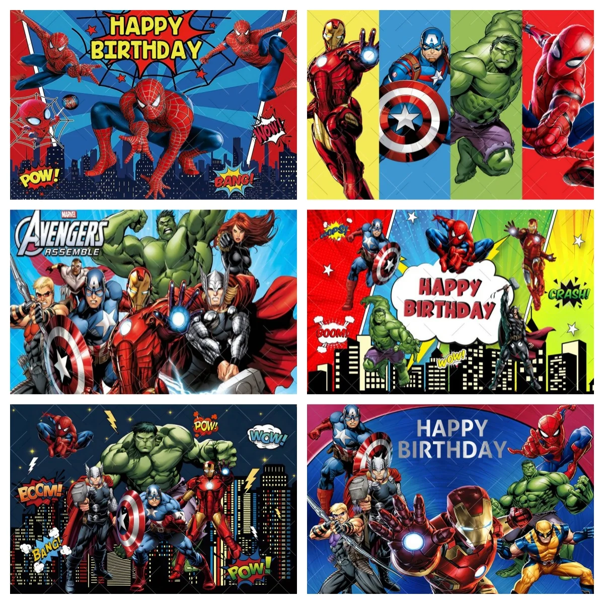 

Marvel Superhero Backdrops Custom Banner Avengers Theme Party Kids Birthday Photography Poster Studio Wall Decoration Background