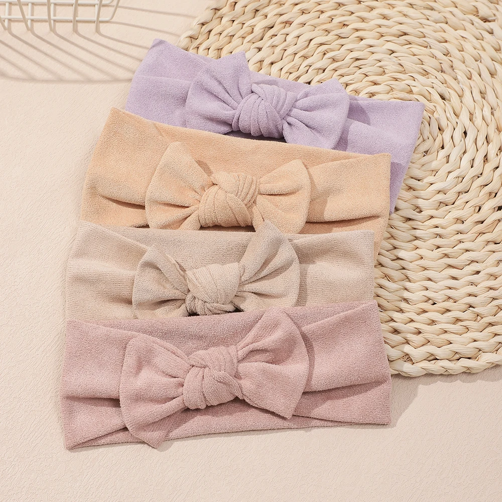 Bulk 36PC/lot Solid Color Cashmere Bows Headband Baby Turban Autumn Winter Headwraps for Girls Bowknot HeadBand Hair Accessories