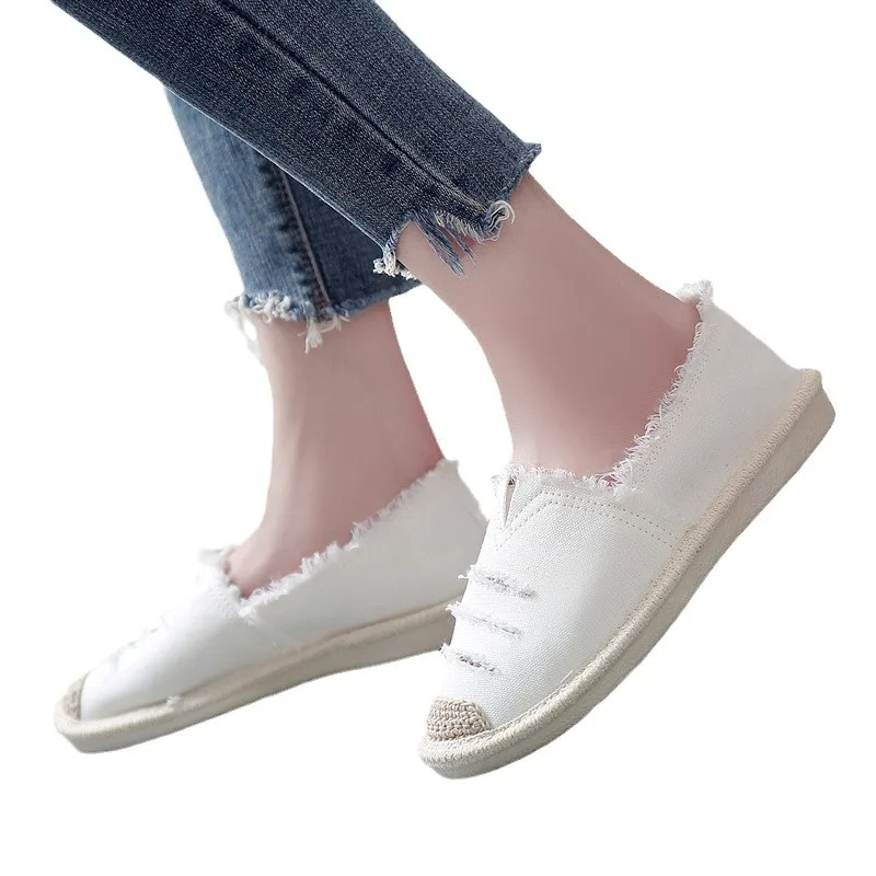 

Womens Flat Slip On Canvas Summer Strap Loafers 2026 Ladies Casual Comfort Ripped Slip On Lazy Shoes Female