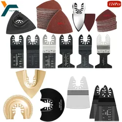 124Pcs Quick Change Oscillating Multi Tool Saw Blade For Fein Black&Decker Bosch Chicago Roybi Milwaukee Makita Craftsman Dewalt