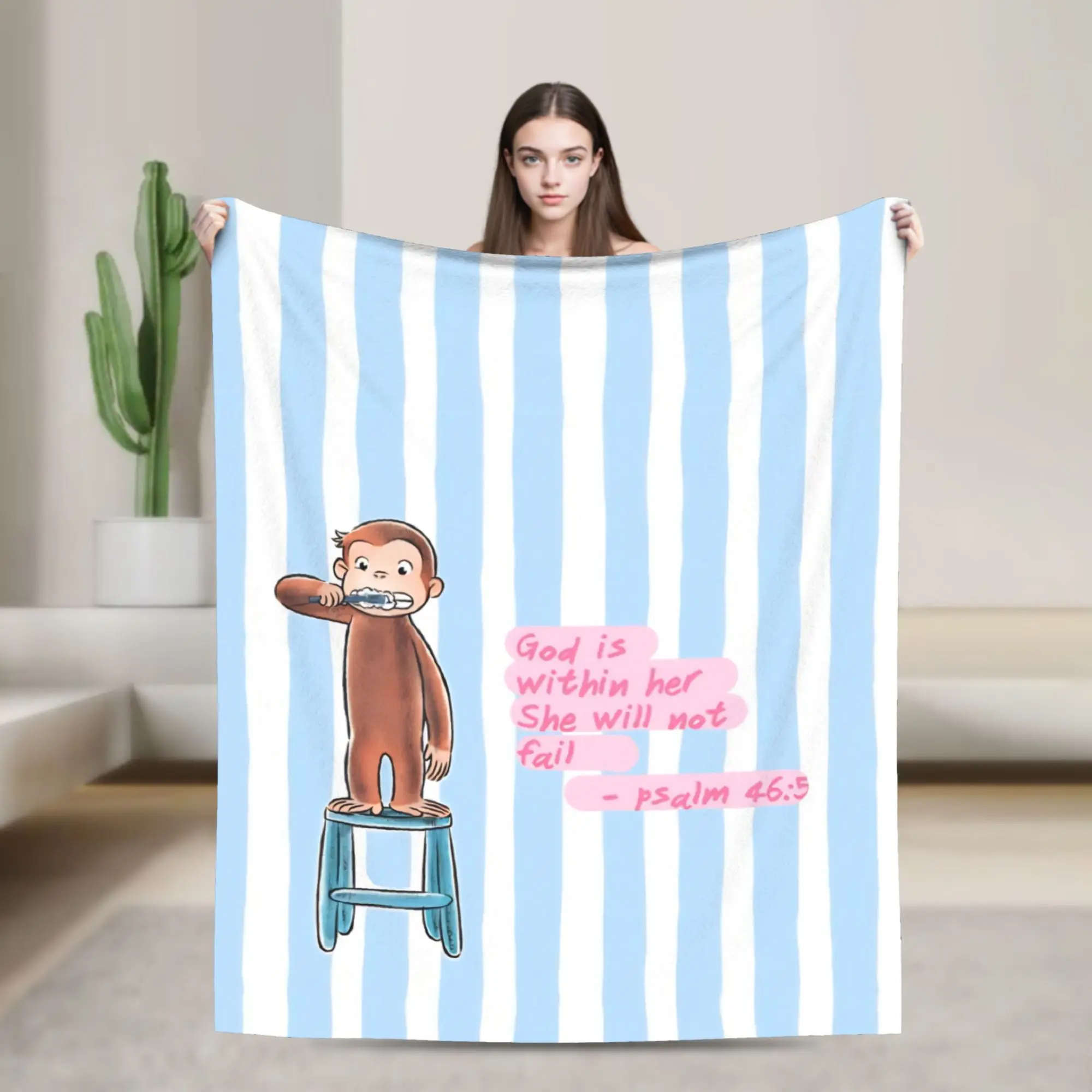 Curious George Cute Monkey Blanket Cover  Flannel Throw Blanket Bed Sofa Printed Lightweight Bedsprea,