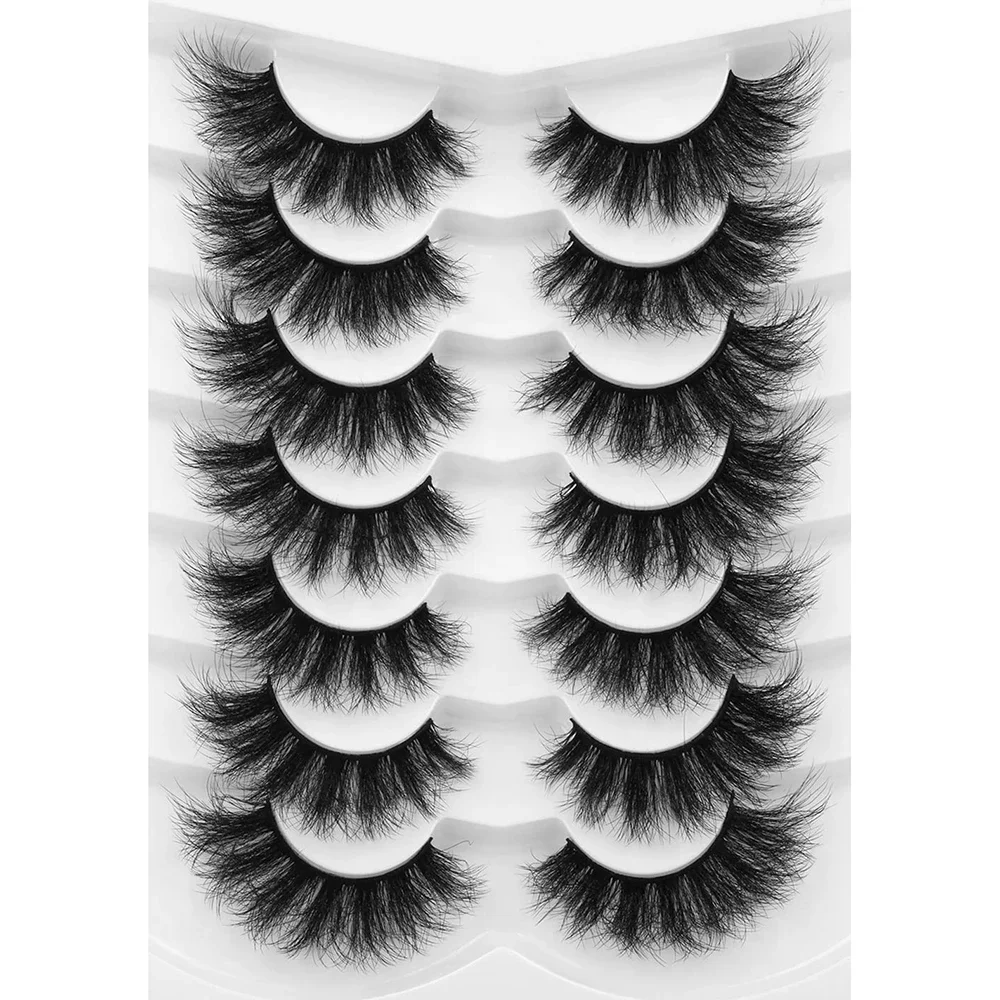 7 Paar Wimpern flauschige falsche Wimpern wispy Faux Nerz Wimpern lange dramatische Wimpern 8d Volumen Streifen Wimpern Katze Wimpern – Detail 5