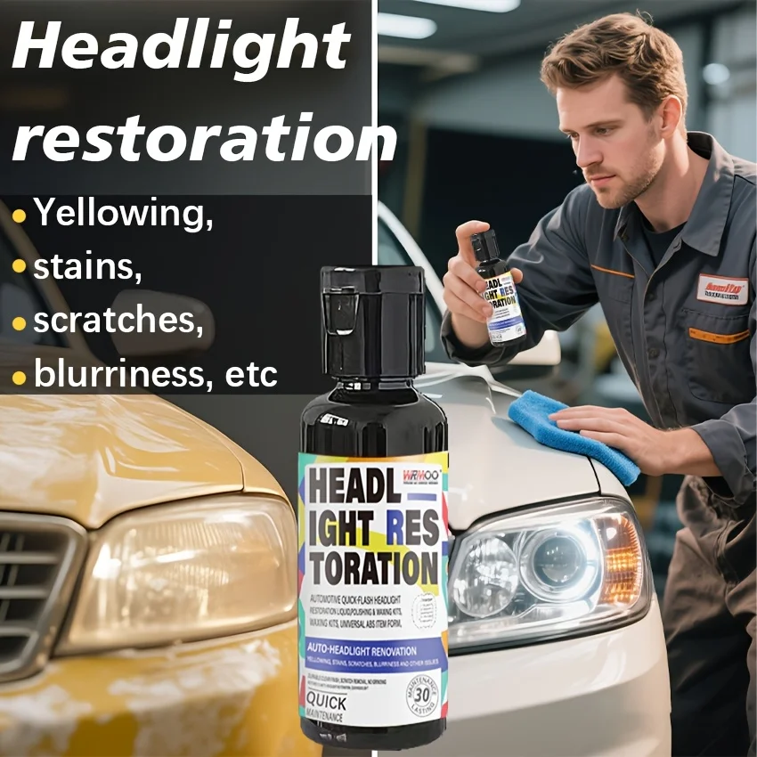 Headlight Repair Kit for Cars - Restore, Refurbish, and Protect Headlights, Tail Lights, Fog Lights, and Directional Lights