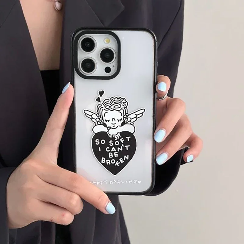 

Angel Heart 2.0 Acrylic Black Border Phone Case Cover for IPhone 11 12 13 14 15 16 Pro Max Case