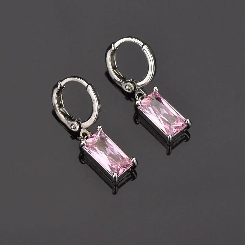 Silver Color Metal Cross Drop Earring Clear Crystal Stone Cross Dangle Earrings Sparkling Girls Evening Earring Jewelry