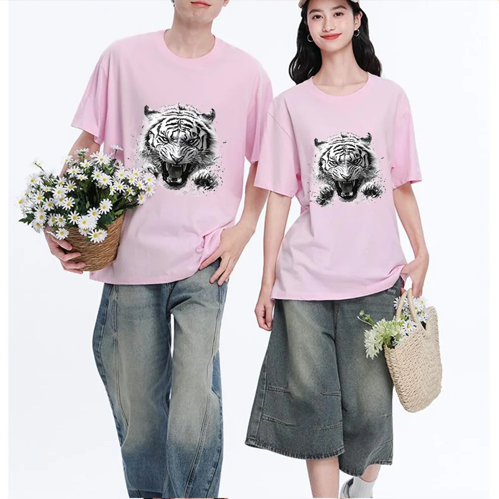 Tiger Head Graphic Printed T Shirt Breathable Fabric S-XXL Personalized Custom T Shirt Casual Short Sleeve Tee Aesthetic Graphic