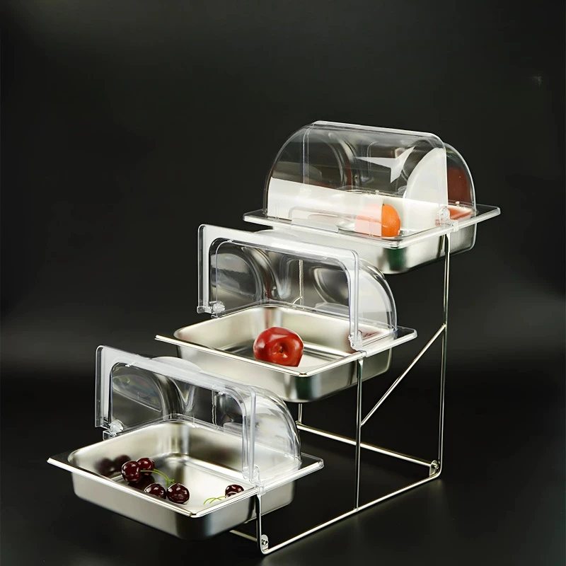 Multi-layer stainless steel food display rack cooked food marinade cold dish display plate