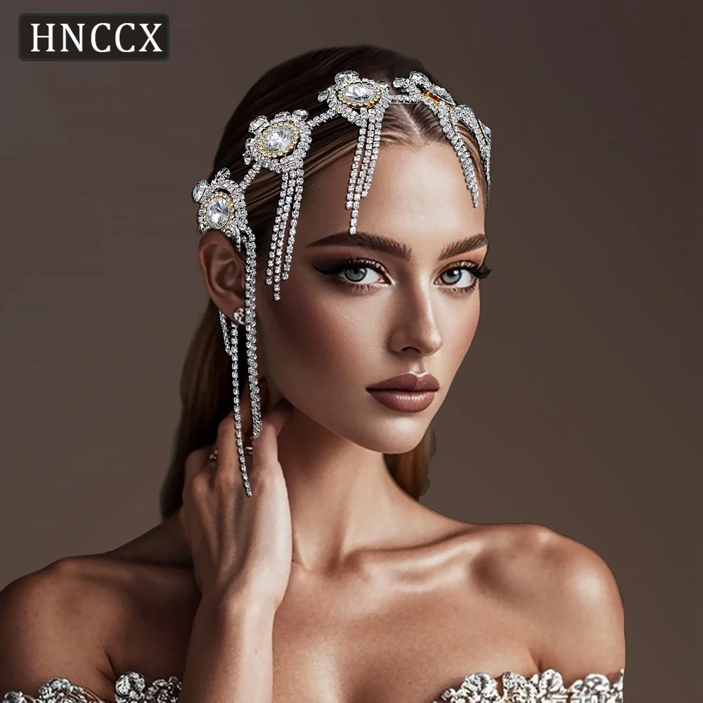 HNCCX Rhinestone Small Crown Wedding Headband Forehead Chains Bridal Headdress Bling Wreath Crystal Bride Hair Accessories CP708