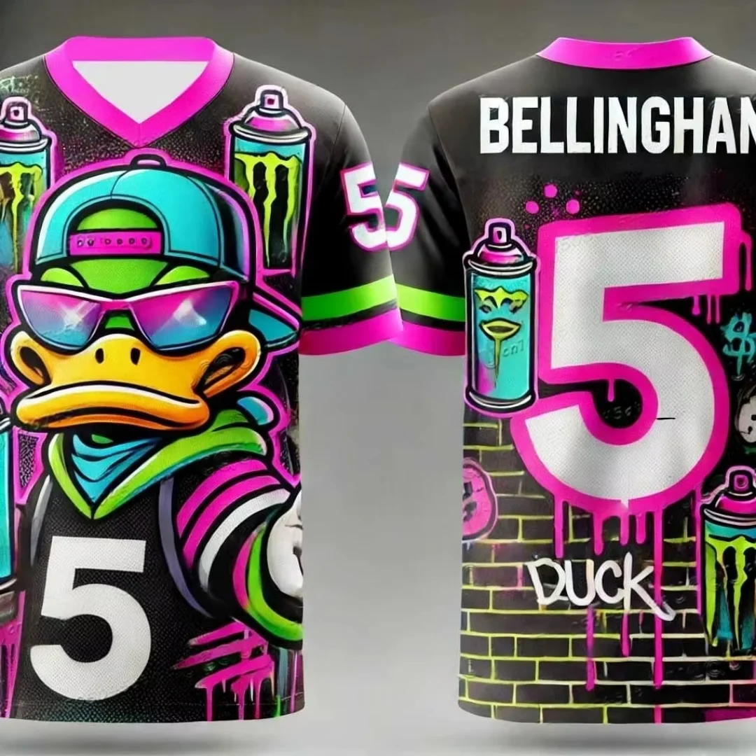 

Футбольный трикотаж Disney Duck с 3D принтом No 5 Bellingham для мужчин, женщин и детей, летняя повседневная футболка для занятий спортом на открытом воздухе, повседневная с коротким рукавом