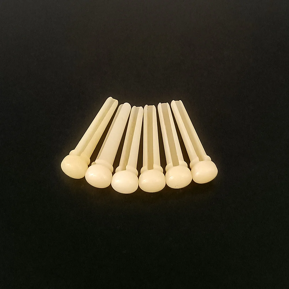 6pcs Real Bone Acoustic Guitar Bridge Pins Pure Bone  Bridge Pin with Brass Circle for Folk Guitar Replacement Accessories