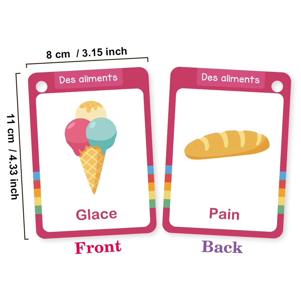 Food / Animals / Fruits / Body Parts French Words Learning Cards for Kids Early Language Skill Classroom Activities Memory Games image 2