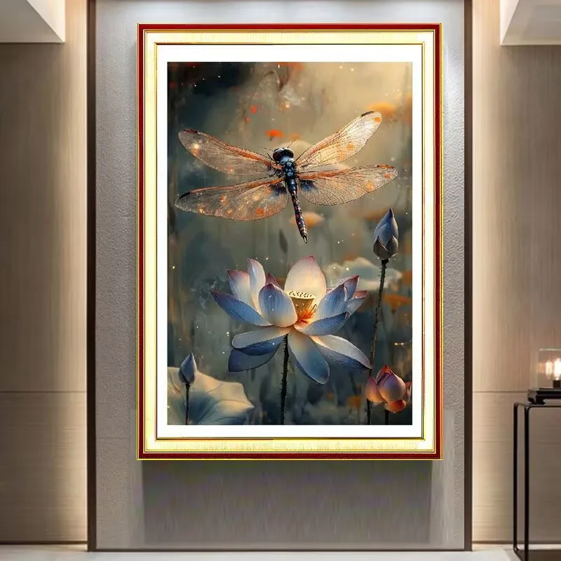 11CT 9CT Dragonfly, lotus flowers Embroidery DIY Printed Kits Cross Stitch Thread Needlework Sets Home Decor Crafts