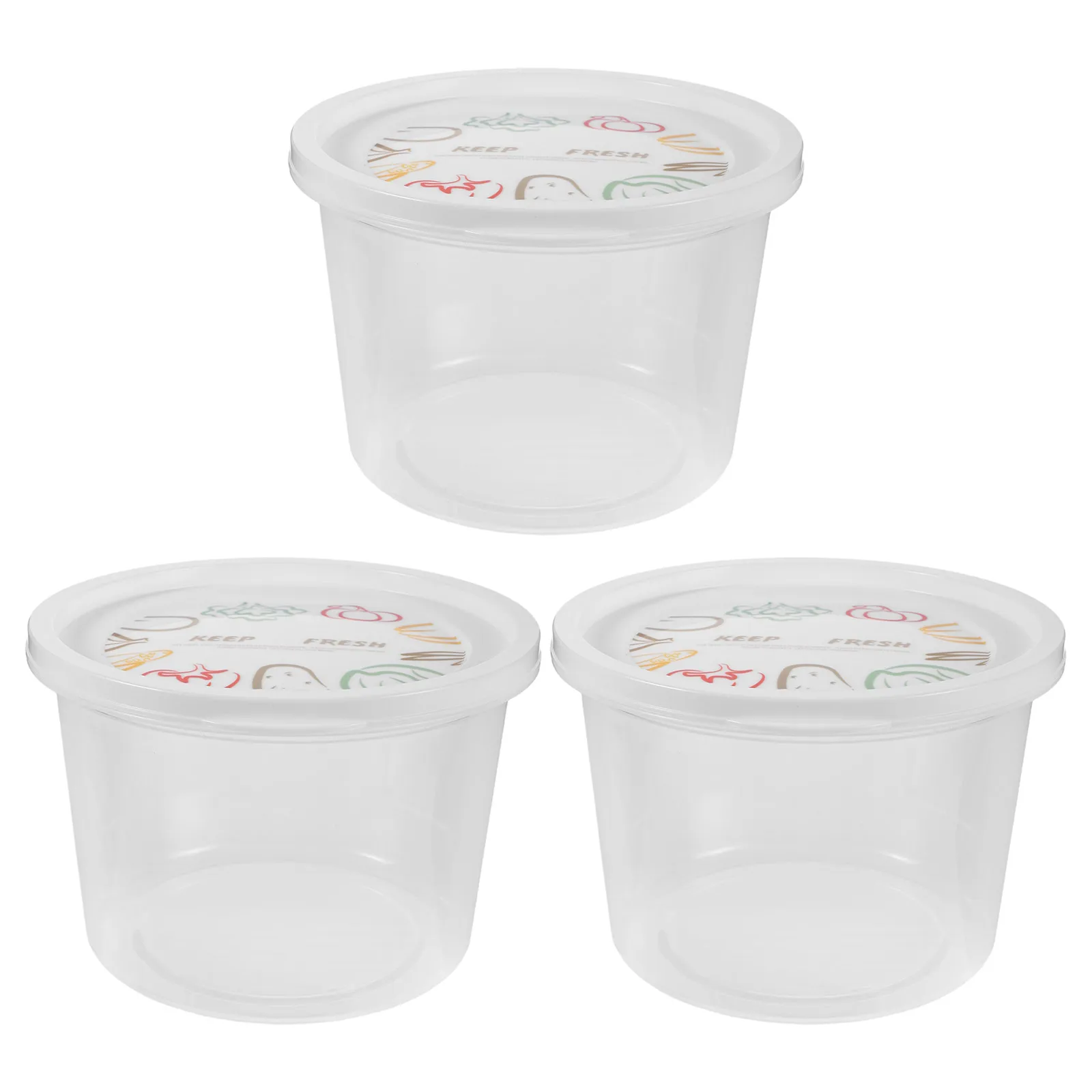 

3 Pcs Food Preservation Box Refrigerator Organizer Bins Round Cover Transparent Fridge