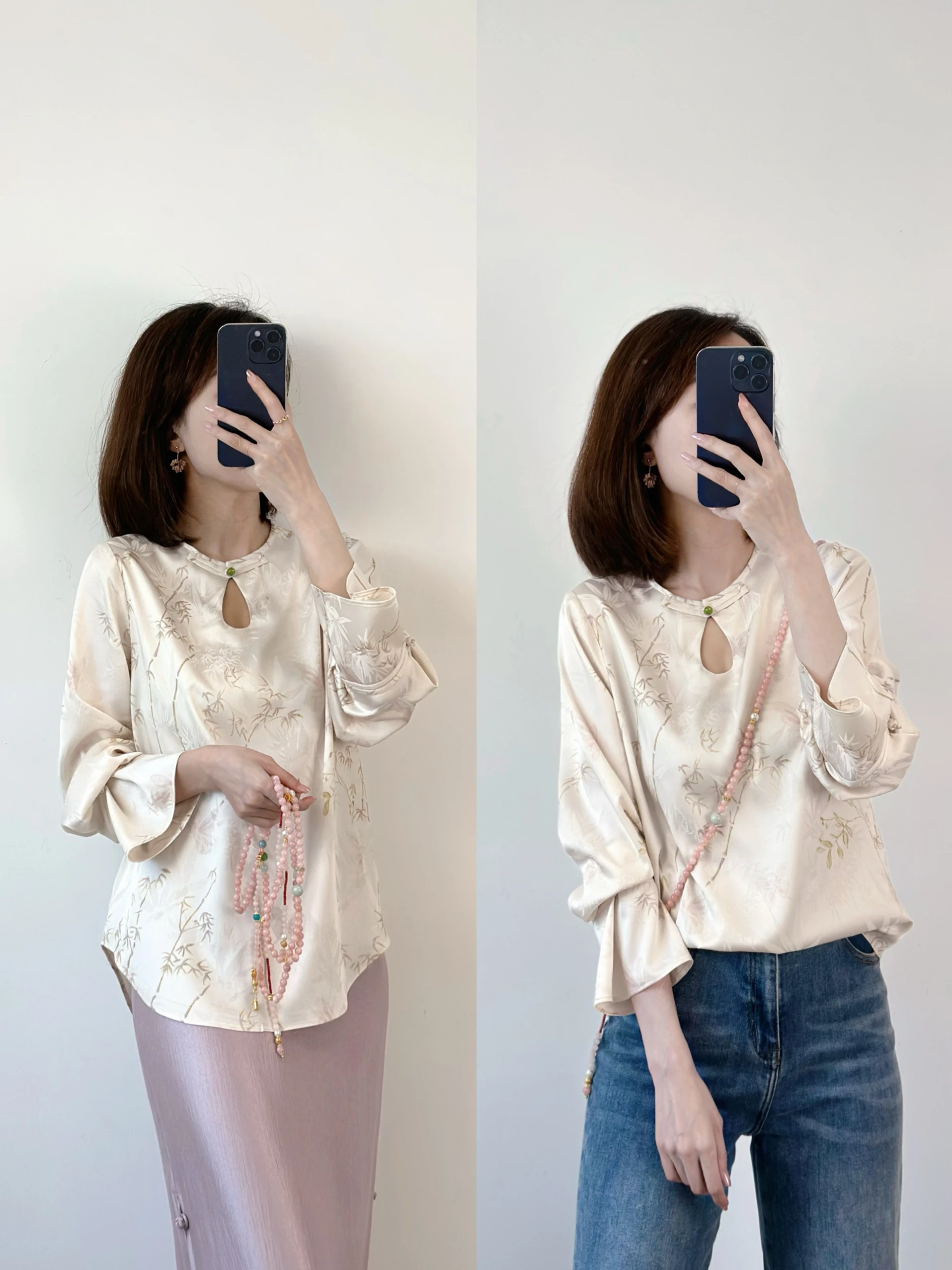 

Ele Pure Color irt with Embroidery Zen Spirit Commute Faion Trend Top for Women Comfortable Loose Fit Long Sve