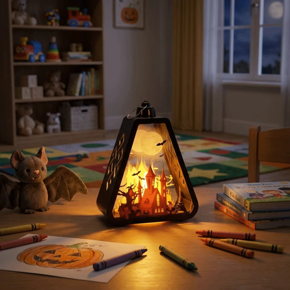 Novelty Plastic Halloween LED Lamp Battery Operated LED Light Handheld Lanterns Cordless Hanging Lantern Ghost Festival
