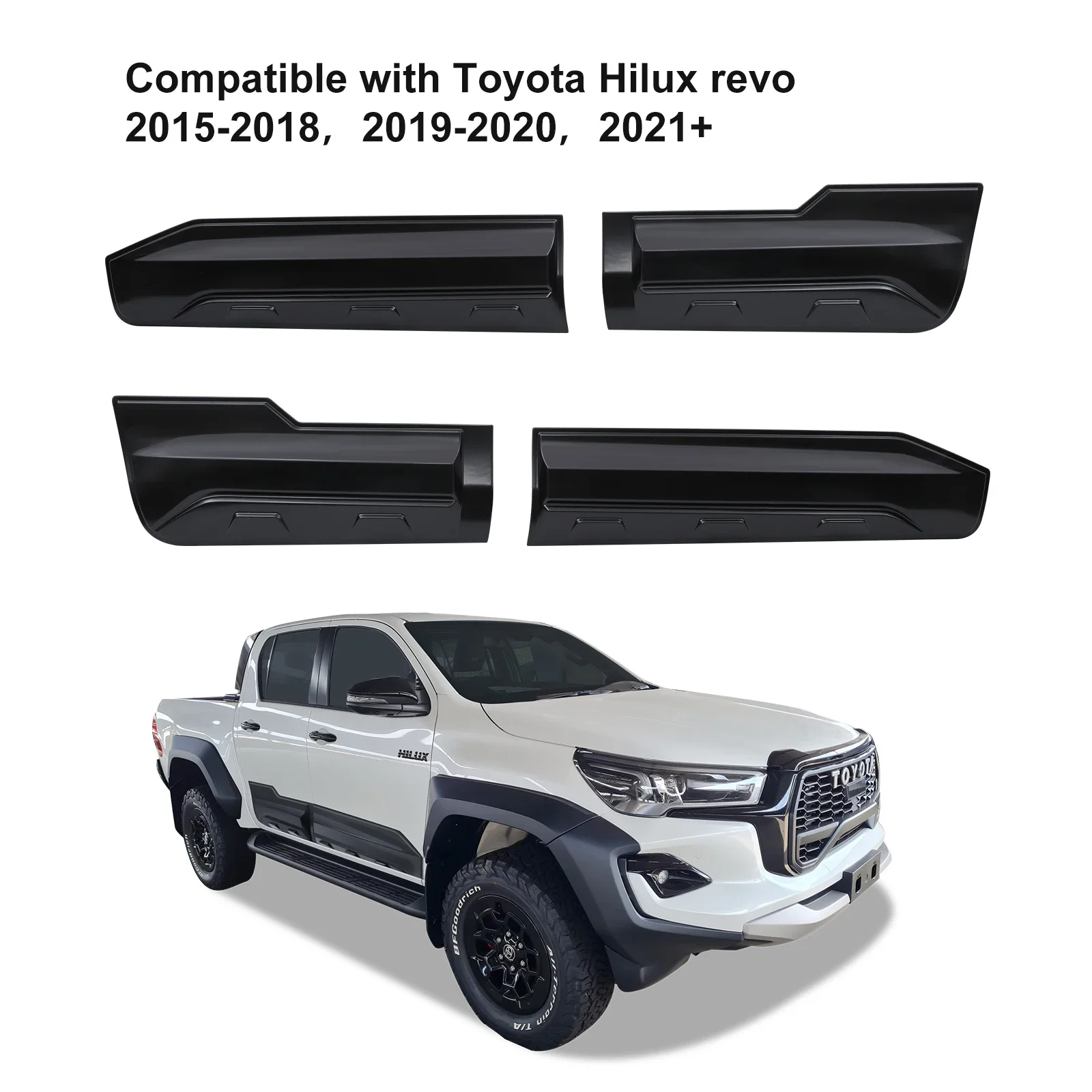 Car Side Body Cladding for Toyota Hilux revo 2015-2024 Double Cab Side Molding Guard Car Accessories 4PCS/Set