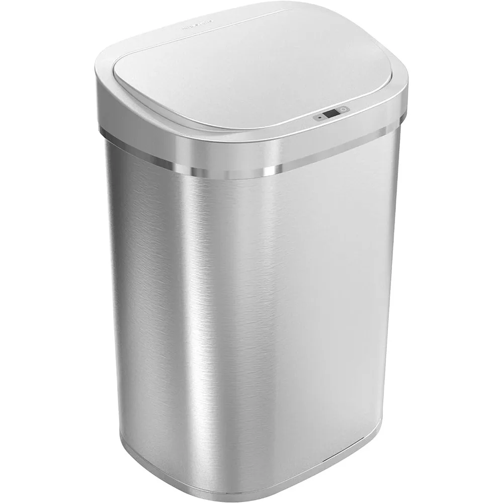 

Automatic Touchless Infrared Motion Sensor Trash Can,21 Gal 80L, Heavy Duty Stainless Steel (Oval, Silver/Brush Lid)Trashcan, SS