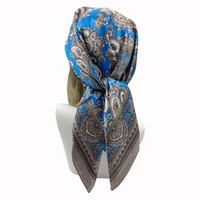90*90cm Square Silk Scarves Women Hijab Shawls Fashion Print Kerchief Femme Head Scarf Foulard Bandana Beach Pareo 5