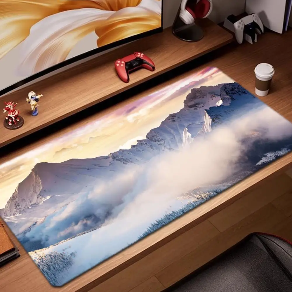 

snow mountain art Mouse Pad Game Accessories keyboard pad XXL large locking edge 900X400 mm table mat Gaming mousepad