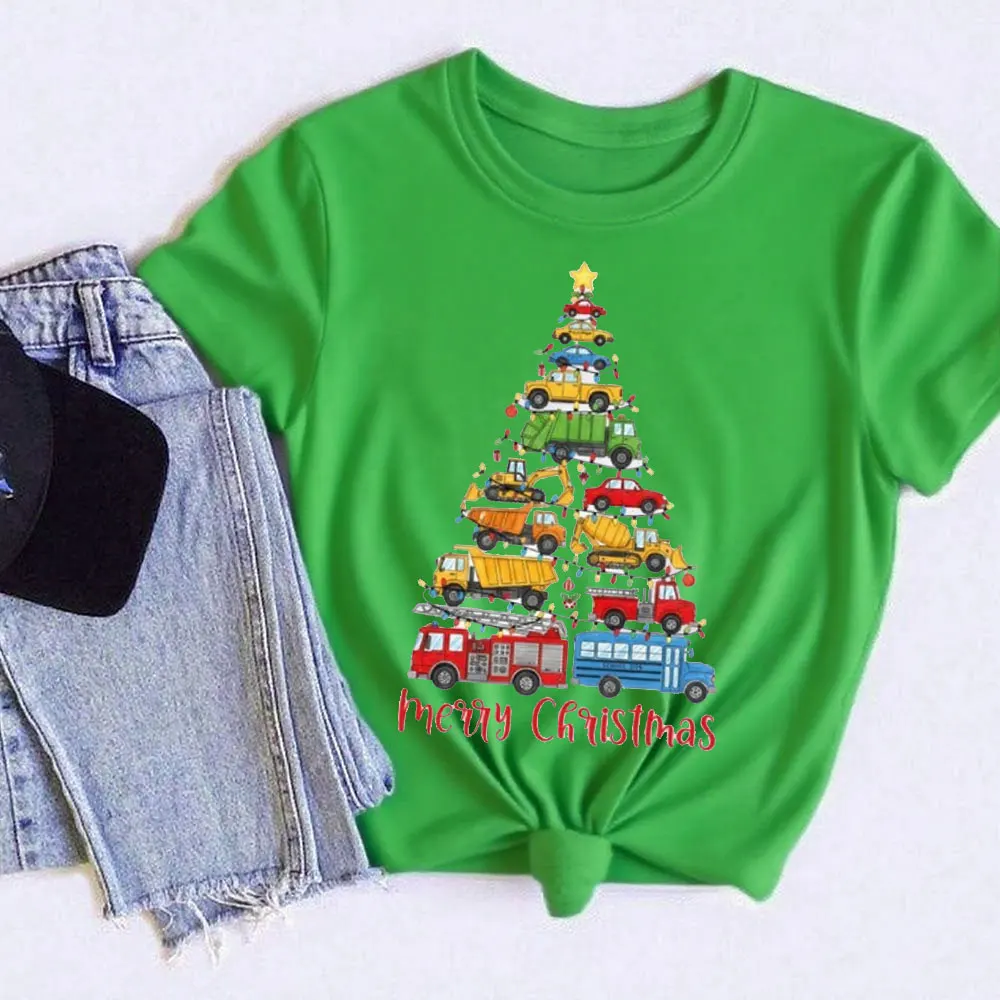 

Trucks Merry Christmas Tree Shirt Excavator Holidays Sweatshirt Unisex Women Men Xmas T-shirt Excavator Xmas Tree Gift Tees