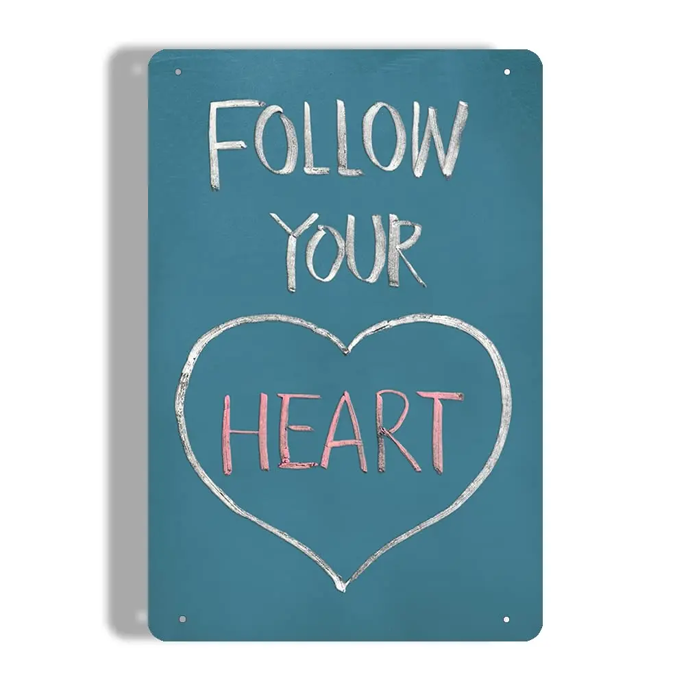 BEUIWJHE Follow Your Heart,Love Peach, Love,Boys And Girls,Nostalgic Bar Decoration Tin Sign,Cafe,Restaurant,Living Room Pub Kit